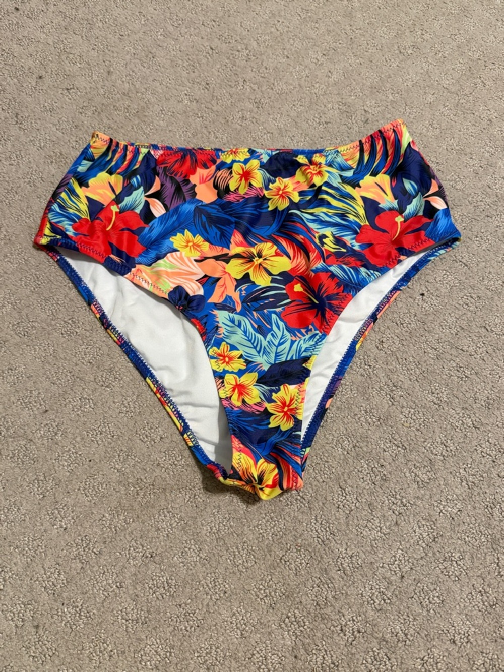Tropical Floral High-Waist Bikini Bottoms - Multicolor